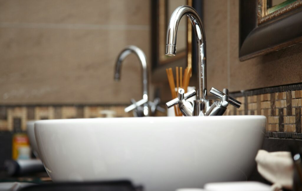 Chrome Sink with Taps