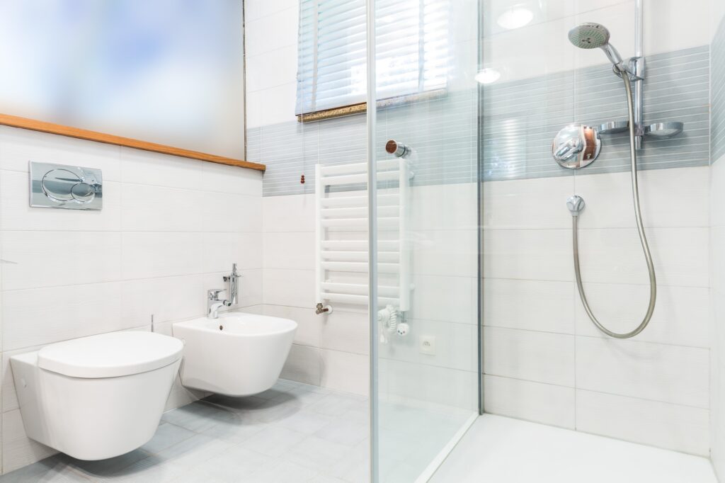 Modern bathroom with picture